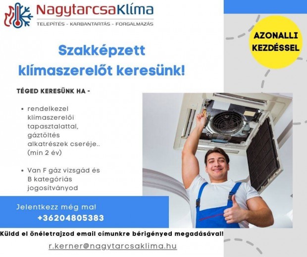 Klmaszerel Nagytarcsaklma