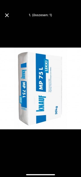 Knauf MP75 L Gpi gipszvakolat beltri 30 kg-15-20csomag 1ve vsrolt