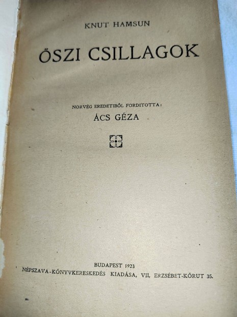 Knut Hamsun: szi csillagok