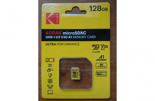 Kodak 128GB micro Sd krtya, Class 10 XC1 A1