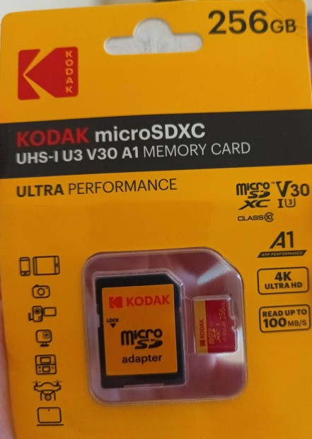Kodak 256GB Microsd XC class10 Uhs-I U3 V30