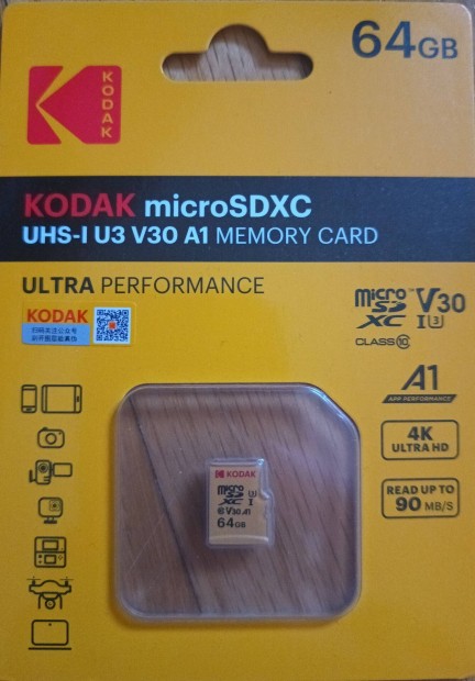 Kodak 64GB Microsd XC class10 Uhs-I U3 V30