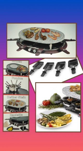 Kőgrill 7:1 raclette elektromos kö grill BBQ sütö grillsütö