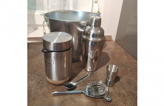 Koktlkszt kszlet inox rozsdamentes jgtart vdrrel