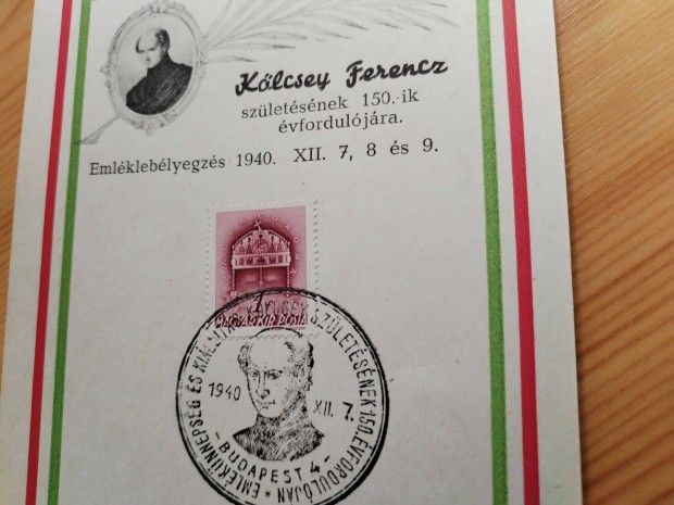 Klcsey Ferencz emlklap 1940-es kiads