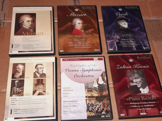 Komolyzenei DVD csomag 6db Mozart Verdi Brahms Poulenc Stravinsky