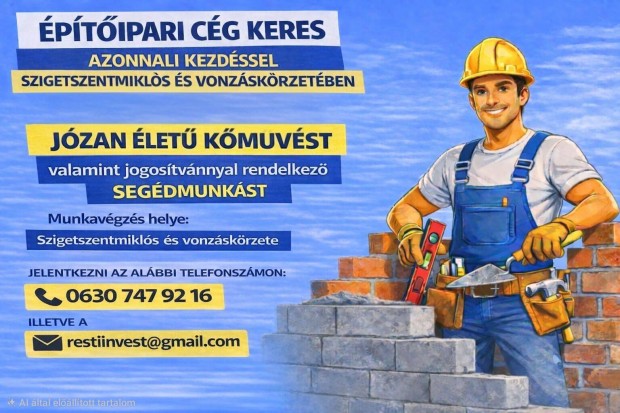 K�m�ves,seg�dmunk�s �ll�s