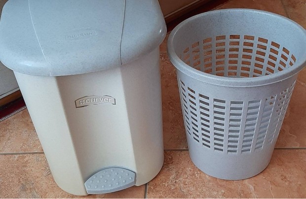 Konyhai pedálos szemetes + műanyag kuka eladó