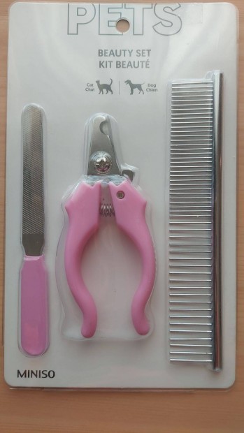 Körömvágó olló reszelő fém fésű Kisállat részére Rózsaszín Miniso Új