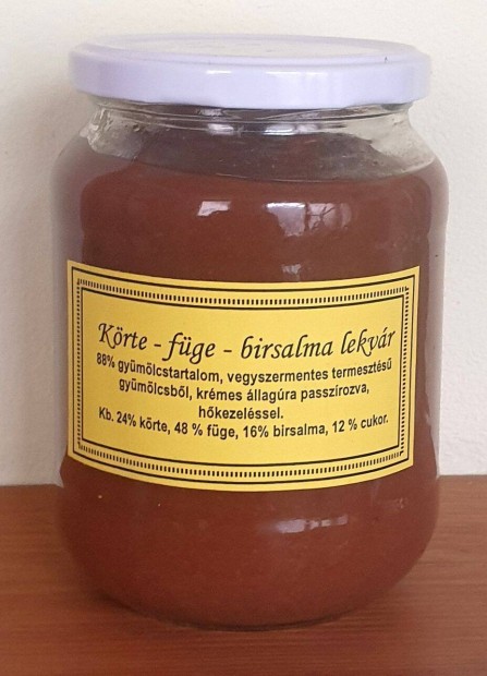 Körte füge - birsalma lekvár, kb. 7 dl, vegyszermentes termesztésből