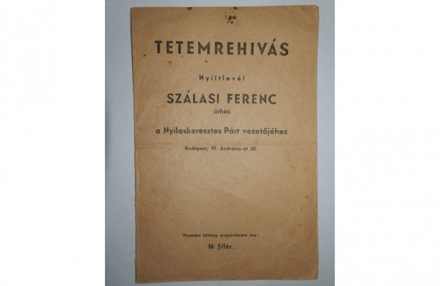 Kortrtneti dokumentum Tetemrehvs 1941