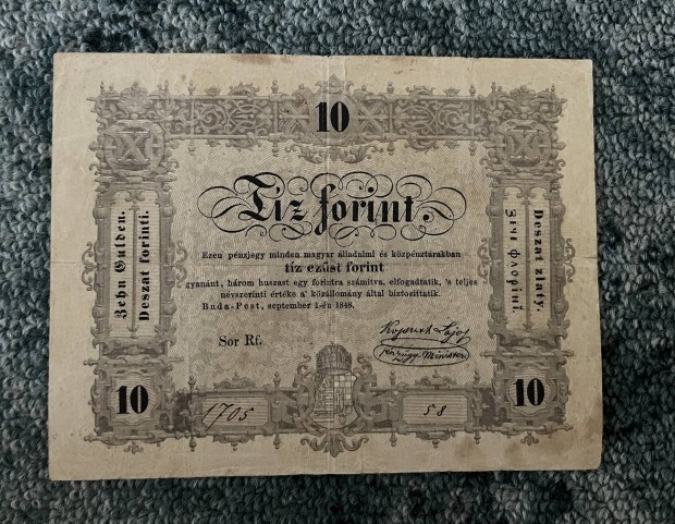 Kossuth bank 10 Tz ezst Ft Forint bankjegy paprpnz