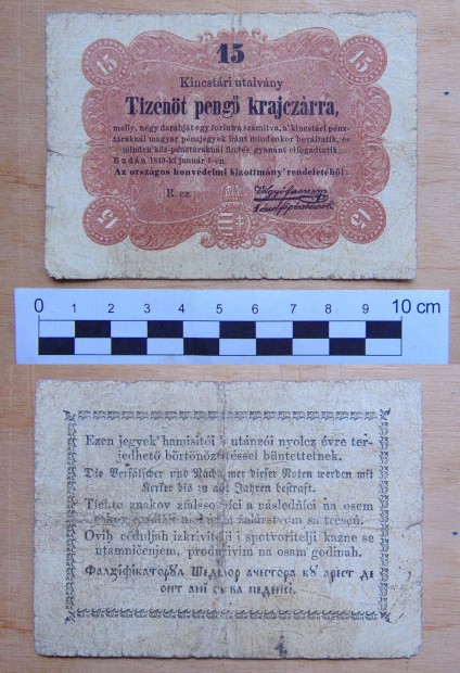 Kossuth bankó 15 pengő krajczár 1849 VG Fix 5000.-Ft + posta
