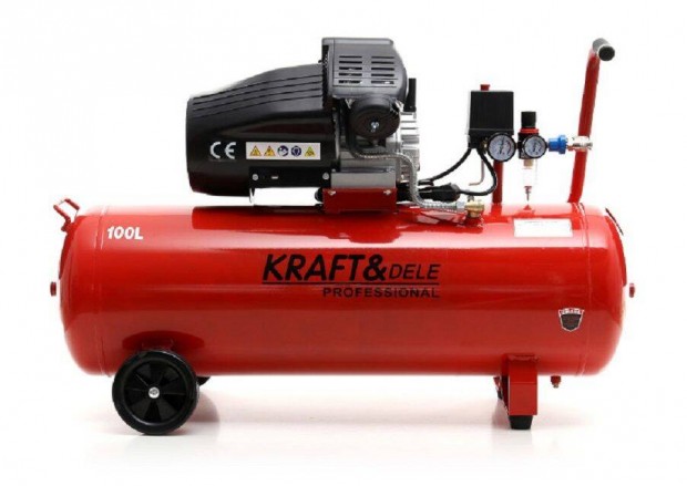 Kraft&Dele KD1480 lgkompresszor 2 hengeres 100L/530L/3KW/4,1LE Garanc