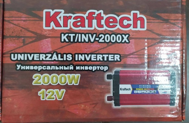 Kraftech univerzális áramátalakító inverter, 12V-ból 220V (2000W) KT/I