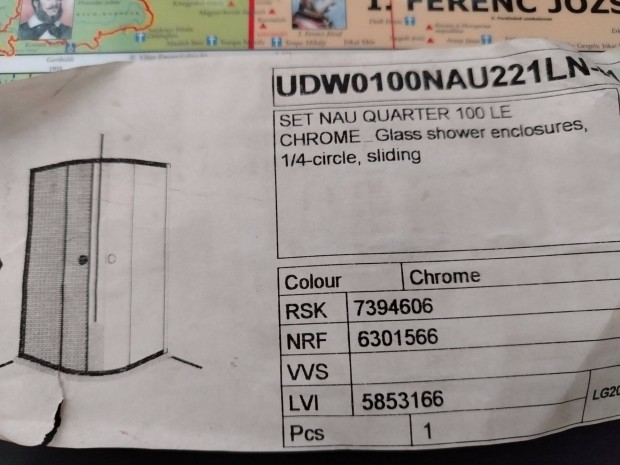 Krom Üveg 1/4 Köríves Tolós Zuhany Kabin
