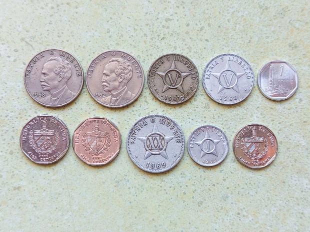Kuba 10 db K�l�nb�z� �rme 1 5 10 25 Centavos 1961-2016