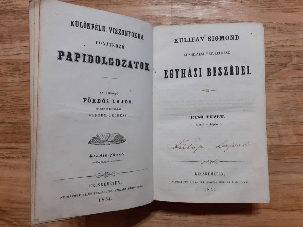 Klnfle viszonyokra vonatkoz papidolgozatok + Konkordncia.(1854)