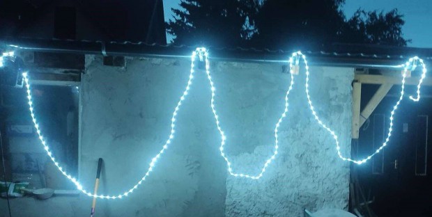 Kültéri LED fénykábel hidegfehér 8 programos 10 méter