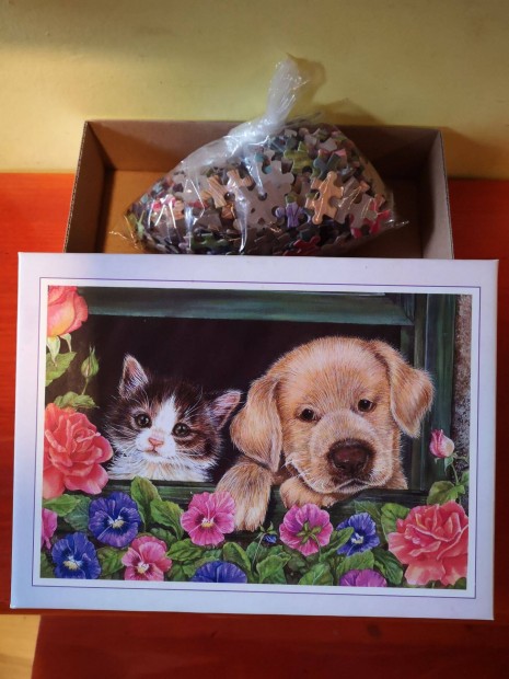 Kutya és cica puzzle, gyerek puzzle