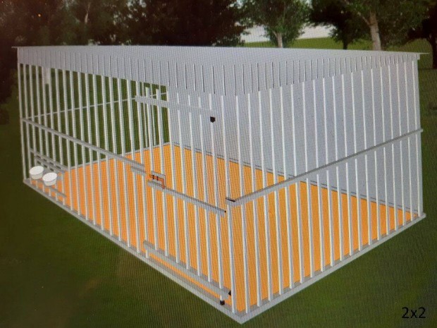 Kutyakennel KL Tervezhető, 2x2 m, De, HF, horganyzott szögvasból, ingy