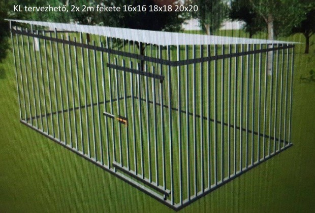 Kutyakennel KL tervezhető, 4 x 3 m/ fekete 20x20 eladó, országos ingye