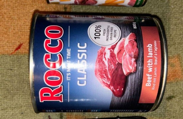 Kutyakonzerv Rocco Marha + Brny 800g