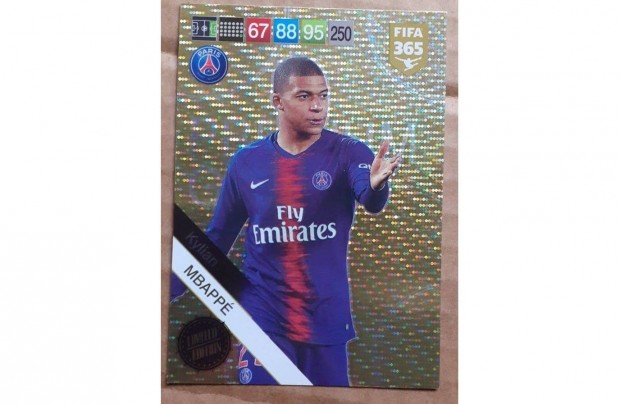 Kylian Mbapp PSG Premium Gold Limited focis krtya Panini 2019