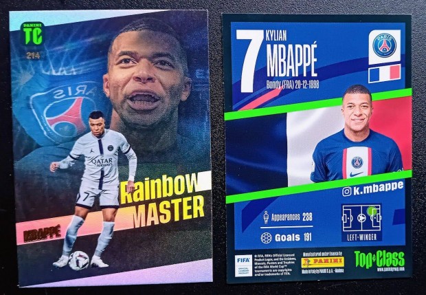 Kylian Mbapp PSG Rainbow Master focis krtya Panini Top 2023