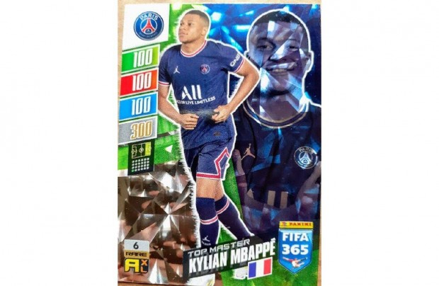 Kylian Mbapp PSG Rare Top Master focis krtya Panini FIFA 2022