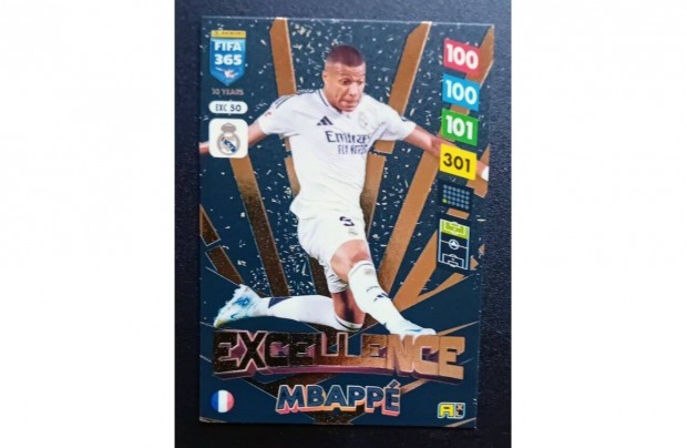 Kylian Mbapp Real Madrid Excellence focis krtya Panini FIFA 365 2025