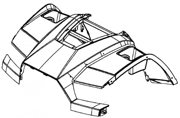 Kymco MXU 700 első sárvédő (mat fekete) 60100-ALC1-600-JBF