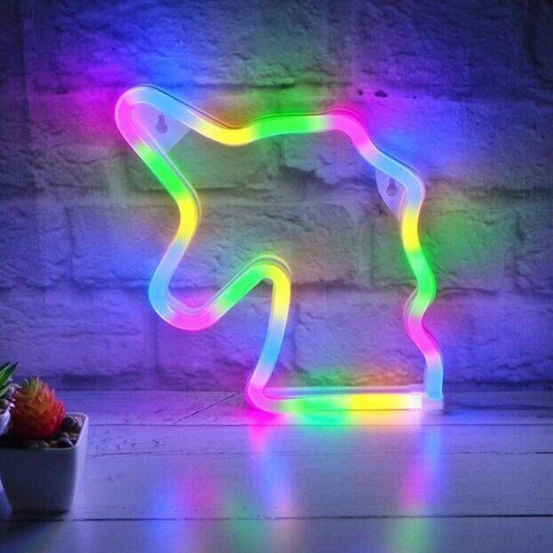 LED Neon Unicorn Fny sznes, USB 22x22cm