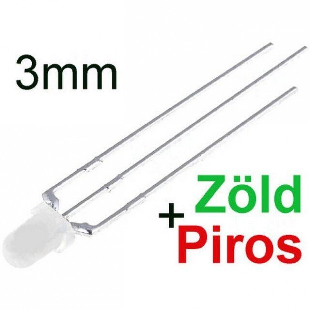 LED - Ktszn : Piros/Zld, 3mm, 60 - Kzs katd, Diffz