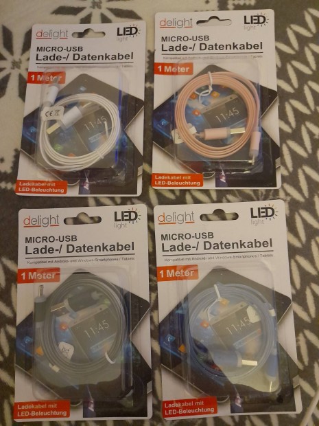 LED-es Micro-USB kbel 1 mteres