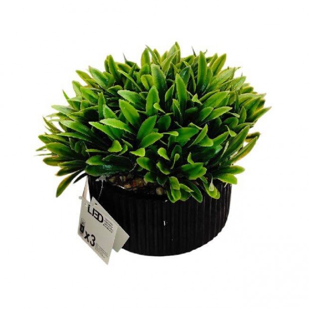 LED-es bordázott cserép művirággal 16x15 cm, hangulatos otthoni deko