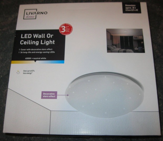 LED fali vagy mennyezeti lámpa dekoratív csillag mintával