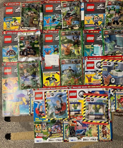 LEGO Jurassic World magazinok, knyvek s matrics album