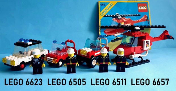 LEGO Legoland 6623 Police Car, 6505 Fire Car, 6511 Rescue 6657 Copter