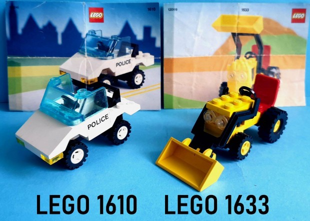 LEGO Town 1610 Police Car, 1633 Loader Tractor, tmutatval