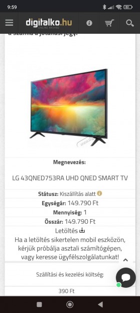 LG43Qned753RA UHD SMART tv elad.