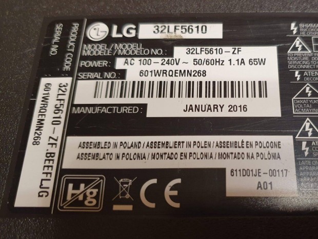 LG 32LF5610 LED tv Tcon panel Minden ms elkelt