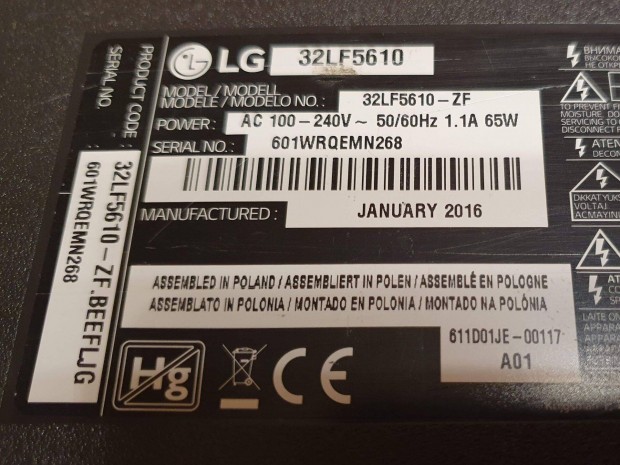 LG 32LF5610 LED tv Tcon panel Minden más elkelt