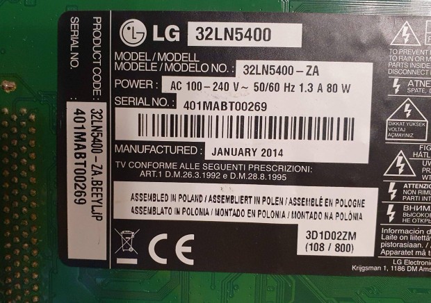 LG 32LN5400 LED LCD tv panelek alkatrsznek