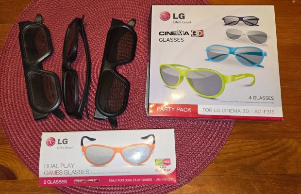 LG 3D szemüveg 9 db egyben eladó (van a csomagban Dual Play szemüveg)
