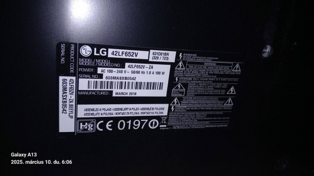 LG 42LF652V (3D) panel srlt