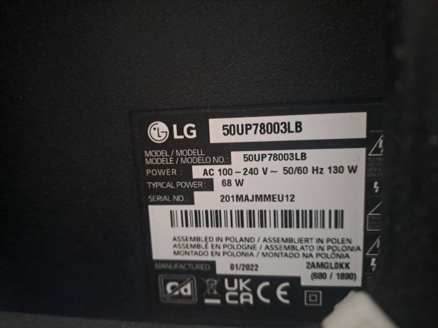 LG 50UP78003LB Smart LED TV Televzi 126cm, 4K Ultra HD, HDR, webos