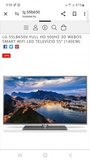 LG 55LB650v smart wifis 3d full Hd 139cm