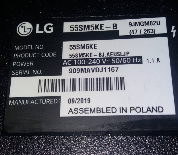 LG 55SM5KE LED LCD tv monitor panelek alkatrsznek! 6870C-0532B