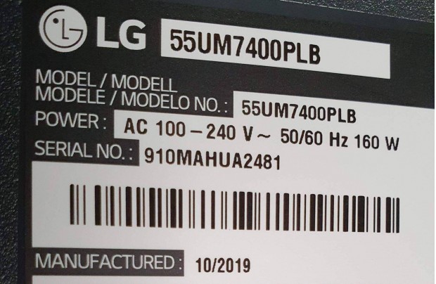 LG 55UM7400PLB LED LCD tv hibs trtt mainboard elkelt